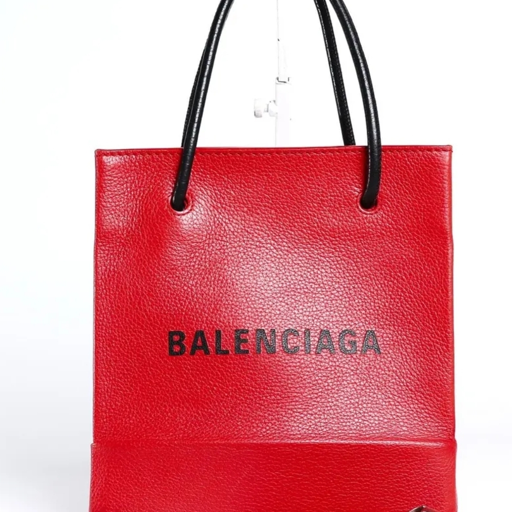 Balenciaga Red and Black Totes with Structured Design